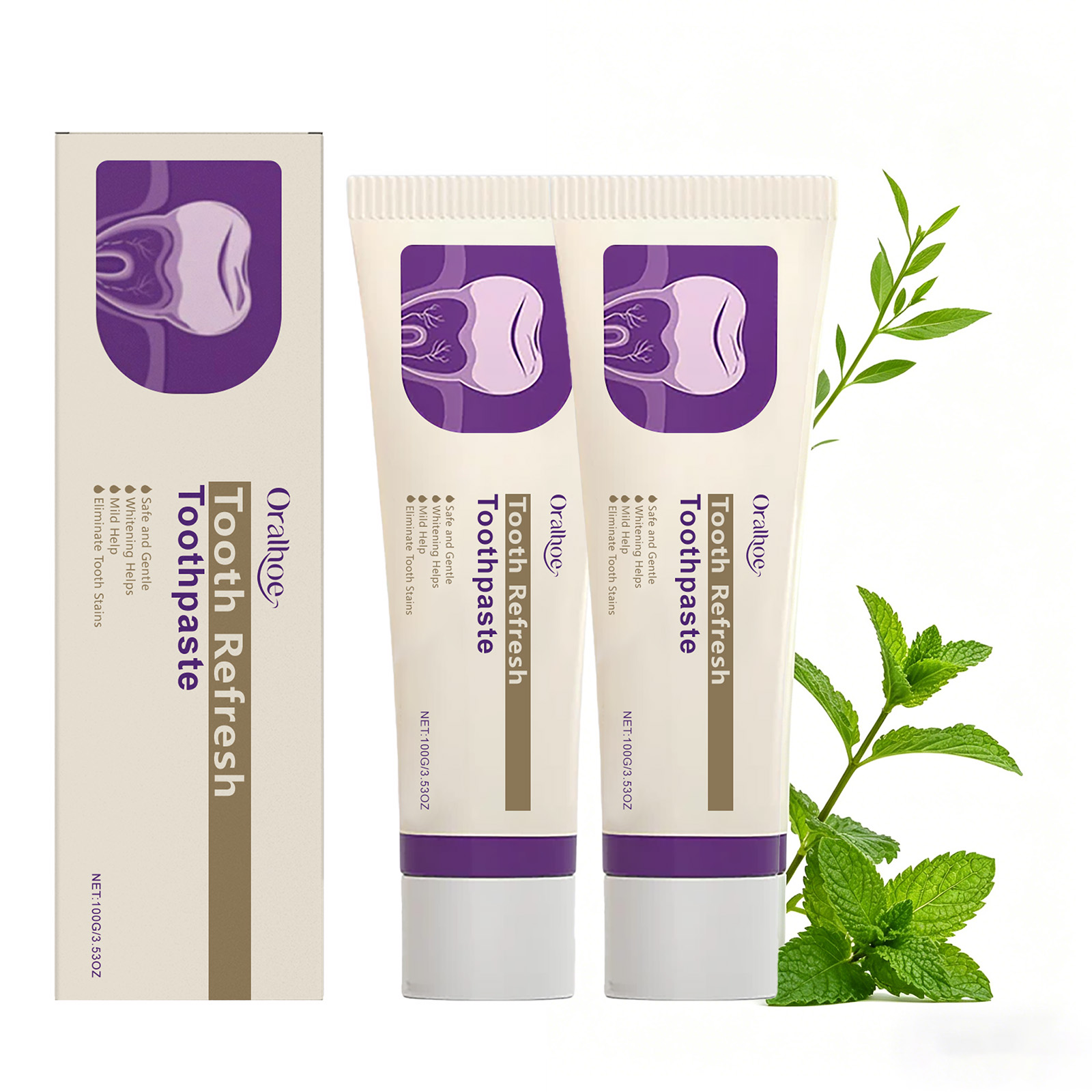 Teeth Whitening That Works - 歯を白くするミント歯磨き粉、天然オーラルケア、エナメル質修復、コーヒー、ワインの汚れを除去、毎日の使用に優しい