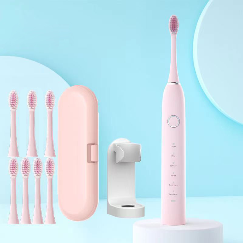Electric Toothbrush Sonic - 6 モード電動音波歯ブラシ USB 充電式大人用超音波歯ブラシ 4/8 交換ヘッド付きスマートタイマー