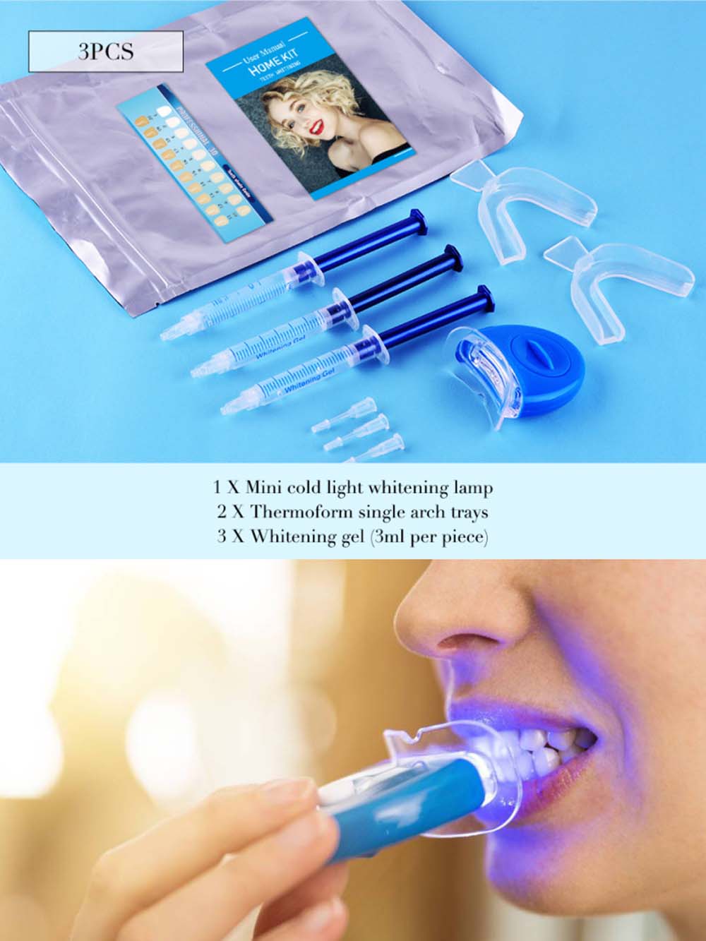 Teeth Whitening Gels - 歯のホワイトニングキット,高品質の製品,過酸化物,明るい白,LEDライト付き,プロのツール
