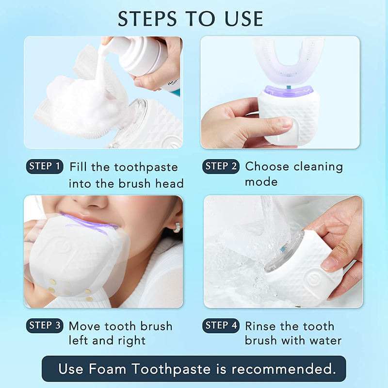 プロ仕様の携帯型360度U字型音波歯ブラシ、口腔洗浄ブラシ、 - Electric Toothbrush Sonic のレビューと価格