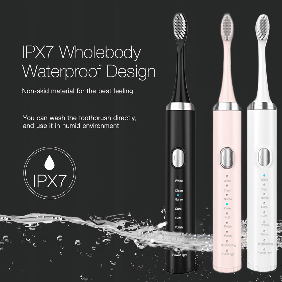 電動歯ブラシセット、充電式音波歯ブラシ+交換ヘッド4本、家庭 - Electric Toothbrush Sonic のレビューと価格